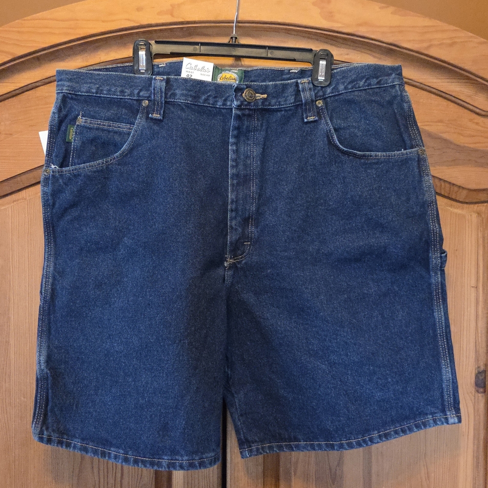 Cabelas Roughneck Dungaree Dark Stone Denim Carpenter Utility Jean Shorts 42 NEW